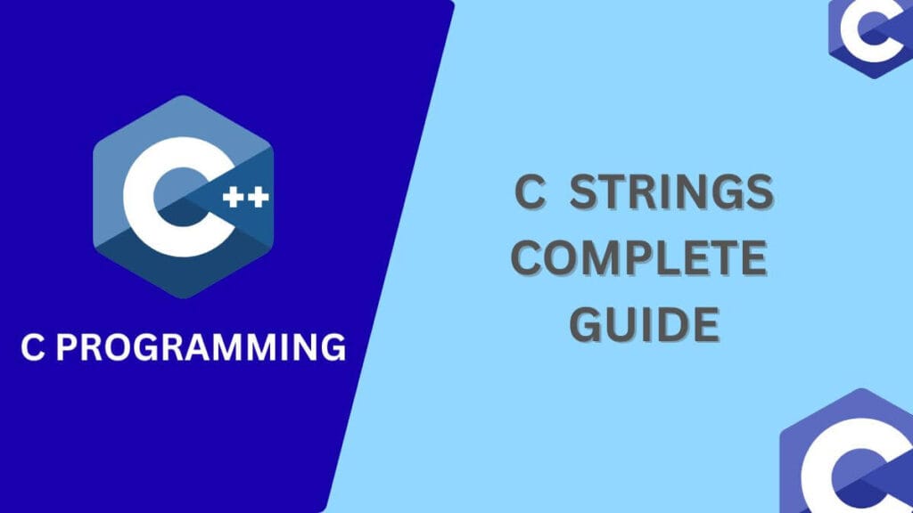 Thumbnail for C Strings tutorial featuring C programming code snippets and a memory diagram of a character array.