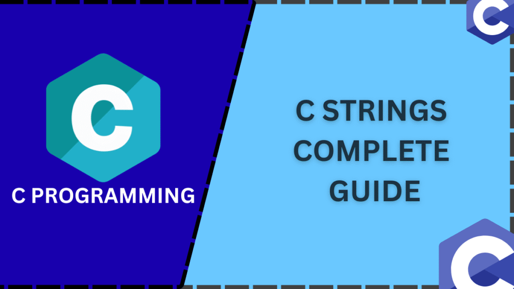 Thumbnail for C Strings tutorial featuring C programming code snippets and a memory diagram of a character array.